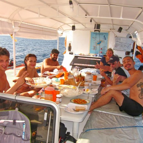 Guests on board a liveaboard